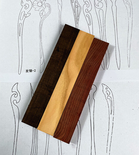 Qianbaolai handmade mahogany hairpins, mahogany small material carving materials, wooden hairpins, various diy hairpins, sandalwood material 20x3x1 cm, one red pear (red)