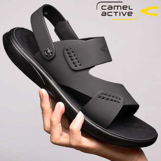 骆驼动感德国骆驼动感凉鞋男头层牛皮沙滩鞋潮流夏男休闲透气防滑凉拖两穿 黑色689（皮鞋码） 40