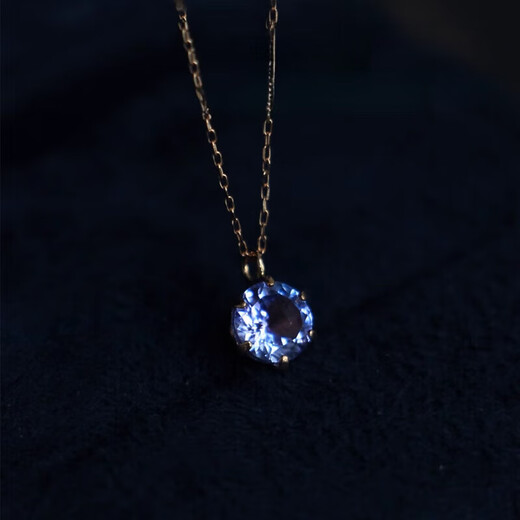KOSK tanzanite pendant Japanese 18K gold plated natural 925 silver single diamond simple female niche gift 18K gold tanzanite necklace