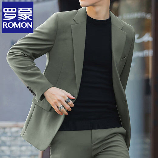 Rommon Psy Handsome Suit Men Autumn Business Style Coreano Style Handy Handsome Business Casual Slim Black Suit Chaqueta Men Negro [Singido Traje] XL