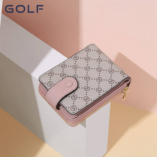 GOLF时尚卡包复古老花优雅女多卡位卡片包身份证驾驶证位相片位零钱包 烟粉色