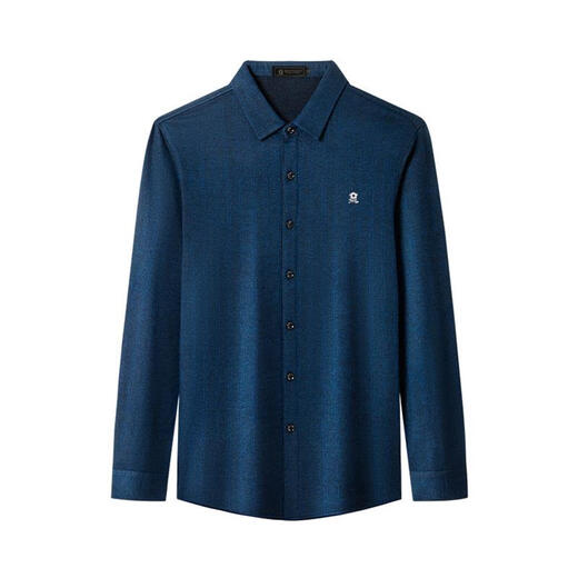
Mengtejiao imported men's long-sleeved shirt in autumn and winter pure cashmere thickened warm middle-aged brand cashmere shirt business wear 826 dark gray 175/XL