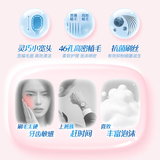 Cold Sour 46-hole wide-head soft soft toothbrush high-density implant antibacterial adult toothbrush 6 packs of color random