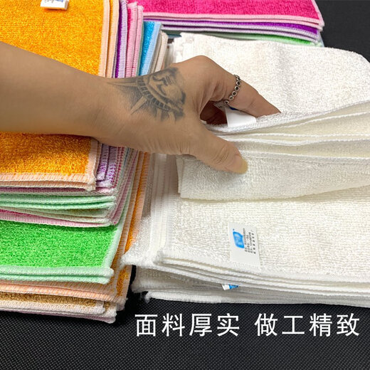 Kitchen special stove rag, dish towel, bamboo fiber linen small square towel, non-stick oil, no lint, scouring pad towel 5 pieces, white 18*23 small size