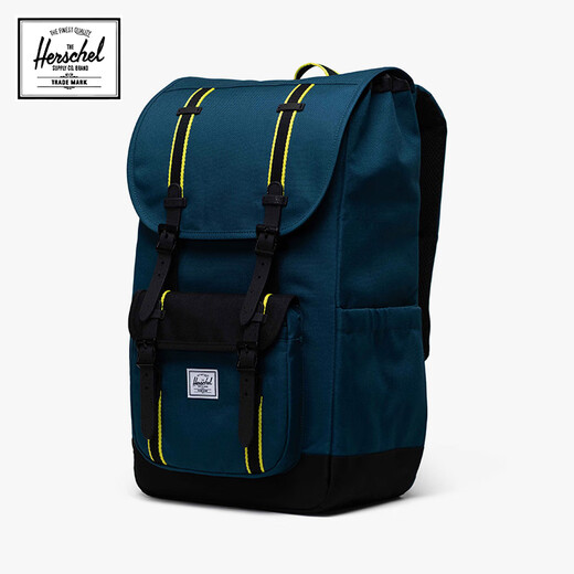 Herschel Canadian Hexing Classic Series Little America Backpack Pendler Computer Rucksack Sky Blue/Classic Black/Quick Yellow 30L [installiert mit 16-Zoll-Computer]