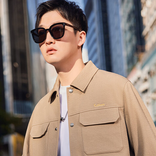 CABBEEN workwear texture jacket men's 2024 spring new loose casual street black trendy brand jacket khaki 35 L /175/50