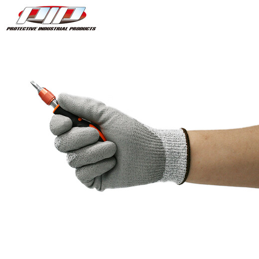 Pip Guantes PU de alto rendimiento de corte de corte trenzado sin costuras proporciona excelente súbdito de corte resistente al desgaste 719DGU Grey Light Grey M
