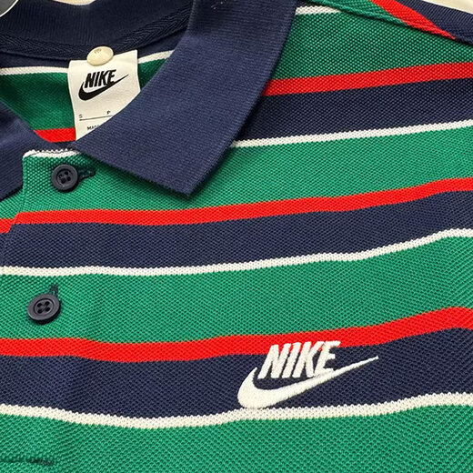 
Nike (NIKE) short-sleeved POLO shirt men's 2025 summer new striped sportswear casual lapel T-shirt business half-sleeved top FN3897-410 blue and green stripes 2XL