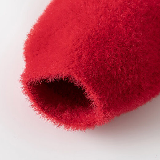 DAVE&BELLA Winter New Year Girls' Skirt Chinese Style Mesh Plush Skirt Imitation Mink Velvet Children's Sweater Dress Children's Skirt Red Ready in Stock 100 cm (recommended height 90-100cm)