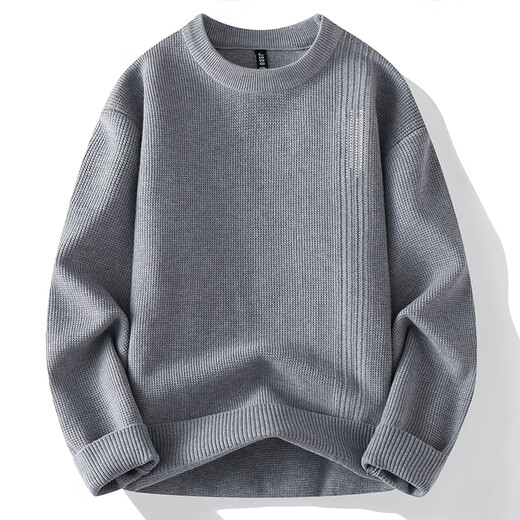 Hengyuanxiang Schwergewichtiger Pullover Herren Wollpullover Wolle Herbst und Winter 2024 Neues verdickte und warme innere Kleidung für Männer gestrickt 826 Grey City Light Fashion L ca.
