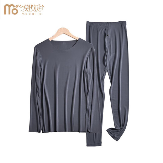 Modal High Quality Double-Sided Modal Autumn Clothes and Autumn Pants Set Men's Thermal Underwear Thin Slim Round Neck Bottoming Shirt Olive Green 2XL (140%7E160Jin Jin equals 0.5 kg)