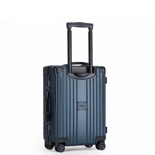 LEXON trolley case, universal wheel boarding case, simple suitcase, aluminum magnesium alloy suitcase for men and women, 20 inches, dark blue and black