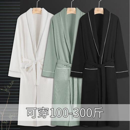 
Catman (MiiOW) bathrobe large size 300 Jin [Jin equals 0.5 kg] Couple pajamas men and women long-sleeved slimming towel material hotel bathrobe five-star nightgown summer black single robe 5XL 280-300 Jin [Jin equals 0.5 kg]