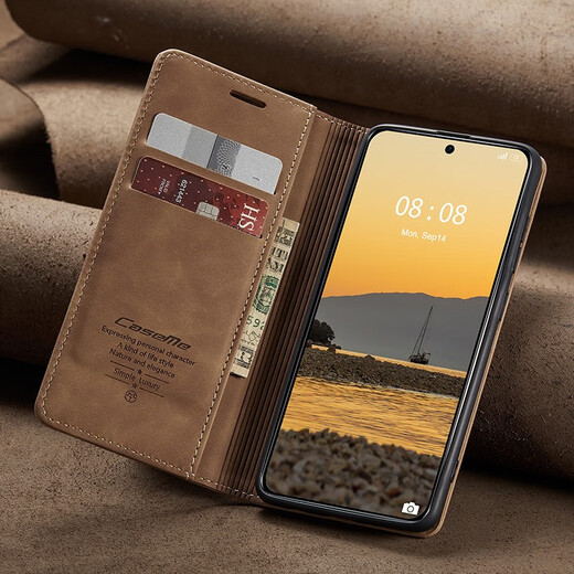 Huawei Mate60 Mobilfunkkoffer Flip Leder Case Mate60Pro Schutzhülle Mate60Pro + Vollkontakt Anti-Fall-Silikon Business Case Mate60Pro [braune Farbe] [Fall-Sicht 丨 Wear-Resistant 丨 Ant-Fingerabdruck]