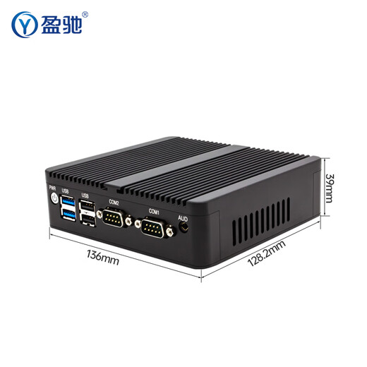 盈驰 微型工控主机双网口双串口嵌入式迷你工控机机器视觉全铝无风扇低功耗mini PC小型台式机电脑 N2830双核+2G+32G固态盘