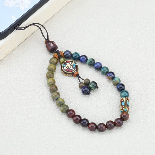 0 degree mobile phone lanyard wrist Chinese style mobile phone chain hanging accessories hanging rope travel check-in year suitable for iPhone Apple Huawei Xiaomi oppovivo portable hanger chain Tanjing Buddha eye
