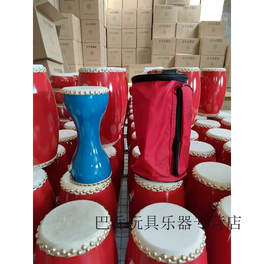 IGIFTFIRE牛皮胸鼓儿童腰鼓小腰鼓细腰鼓长鼓秧歌鼓舞蹈手拍鼓西夏鼓娃腰鼓 14cm红胸鼓+鼓棒+背带+方巾