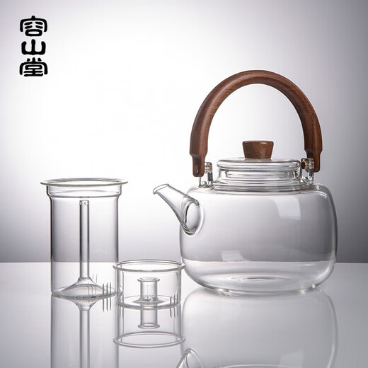 Rongshantang thickened glass steaming teapot, teapot, household large-capacity kettle, teapot, stove, health pot, teapot, glass teapot-Yuanqiao beam teapot 1.5L