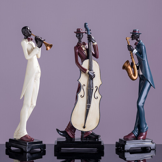 Jizhao TV Cabinet Entrance Decoration Living Room Decoration Office Home Retro American Soft Decoration Figure Sculpture Artwork Jazz Band