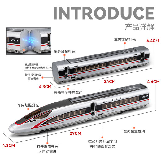 Chezhi remote control high-speed train toy Fuxing EMU alloy model children's high-speed train track toy truck boy [remote control version] Fuxing high-speed train single section-white