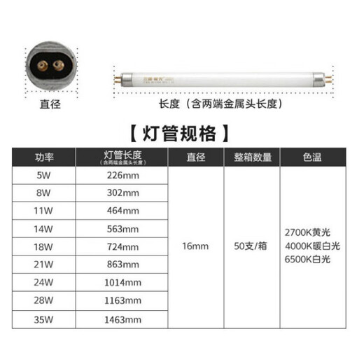 Sanxiong Aurora T5 Lampenrohr 8W11W14W18W21W24W28W35W Drei Primärfarbe Gerade Röhrchen Fluoreszenzlampe Weiß 18W Länge 724 mm Menge 10 Aufnahmen
