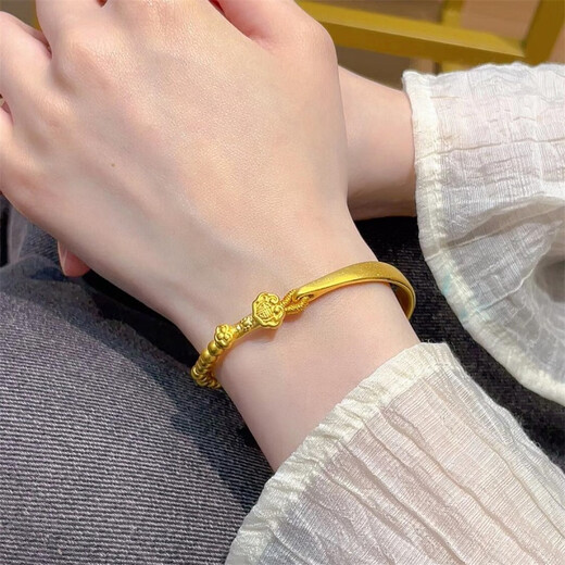 Jianyingsi 9999 Ruyi Lock 24k gold-plated half bracelet bracelet gold transfer bead bracelet Chinese Valentine's Day gift for my wife Ruyi Lock Half Bracelet