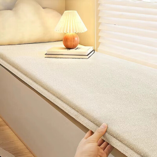 Siluyun Teddy velvet waterproof and anti-fouling window sill cushion, universal balcony thick seat cushion for all seasons, plain - off-white (waterproof and anti-fouling) 70*150cm per sheet (thickness 1.5cm)