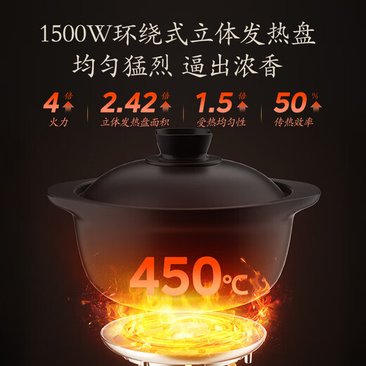 Midea all-purpose stew pot, electric stew pot, electric stew pot, electric casserole, stew pot, soup pot, purple sand bird's nest porridge pot, household large-capacity purple clay inner pot, multi-function pot, split three-dimensional spherical pot inner pot, DGS3566 3.5L