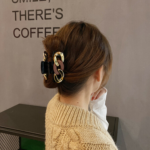 BARY REEF headwear hairpin Internet celebrity metal chain hairpin at the back of the head women's French hair clip large Korean elegant temperament hairpin purple red clip