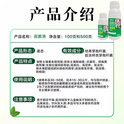 Garlic Bacteria Clear Extract Garlic Special Medicine Dry Tip Yellow Leaf Root Rot Leaf Blight Rust Purple Spot Sterilizing Garlic Bacteria Clear 100ml 2 Bottles
