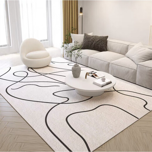 Gudie Landscape Taoyuan Living Room Carpet Coffee Table Bedroom Bedside Home 2023 New Style Imitation Cashmere Full Layer Light Luxury Simple White Abstract-01 200X300CM Imitation Cashmere Material