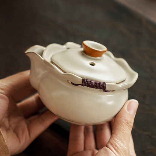 Qixuanyuan Ru kiln teapot hand-caught pot ceramic Kung Fu tea set household light luxury high-end non-hot Kung Fu teapot cover bowl