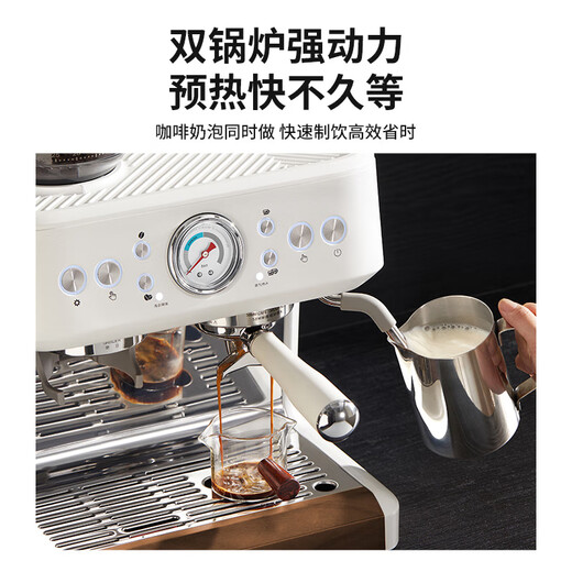 柏翠（petrus）PE3899意式咖啡机全半自动家用奶泡机研磨一体机小型双泵牛角手柄 咖啡机PE3899+制冰机IC08套装