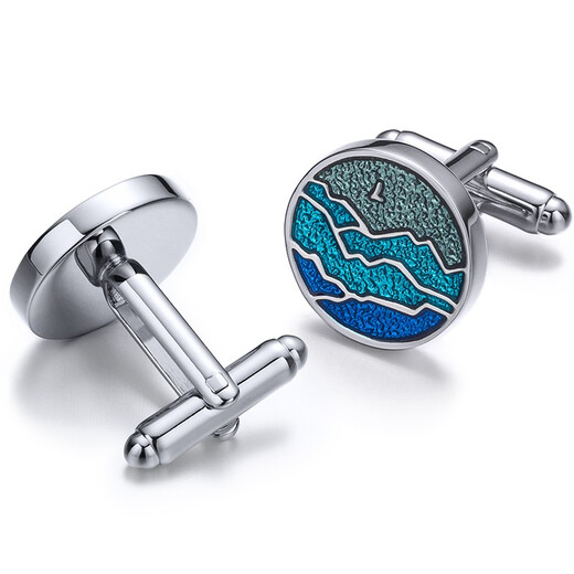 KFLK High-End-Shirt Manschettenknöpfe Herrenärmel Shirt Knöpfe Business Geschenk Französisch Manschettenknöpfe Metallanpassung Neues Produkt, fliegt über die Berge Cufflinks Blue Serie