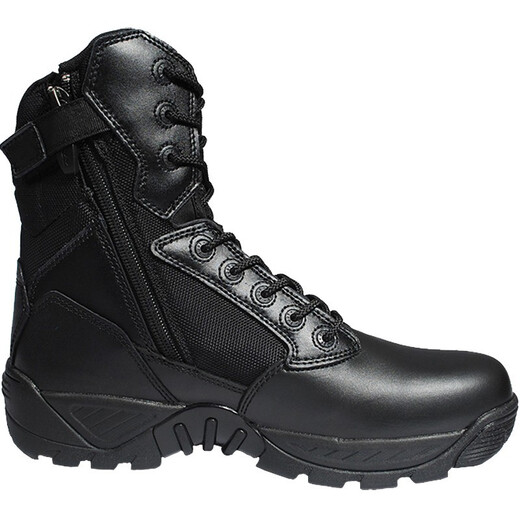 
Junluoke autumn and winter sting zipper combat boots men and women tactical boots flying land combat high-top black cowhide training boots D14099 black 42