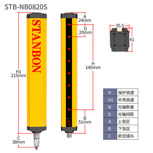 定制定制双独立输出安全光栅光幕传感器STANBON施特安邦 STB-NB4840S
