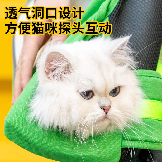 MamyPets猫包外出便携单肩斜挎包小型犬轻便透气可露头防挣脱大容量宠物包 斜挎包-绿色【可背可遛】