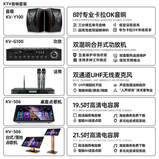 InAndOn音王 家庭影院ktv音响套装 2025新款家庭KTV一体机全套 卡拉ok点唱机组合 专业点歌机功放音箱设备 落地21.5吋点歌机+8吋音响套装+3T