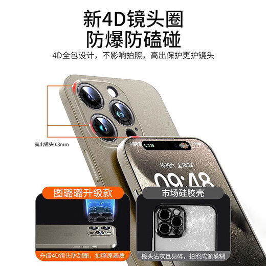 Tululu [mit Linsenfilm] für Apple 16/15 Promax Mobile Case iPhone 14pro Full-Inclusive Anti-Fall 13 Uhr Herren-Ultra-dünner Frosted und neuer Kühlschützer [Titanium Primärfarbe] Ultra-dünn-radiation-anti-Finger-Print-Apple 15promax [mit Lens Film]
