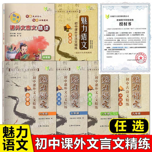 任选 魅力语文 初中课外文言文精练 启蒙篇+基础篇+提高篇 六七年级/6789年级 上海大学出版社初中古文文言文训练 课外文言文精练 678年级 全3册 初中通用