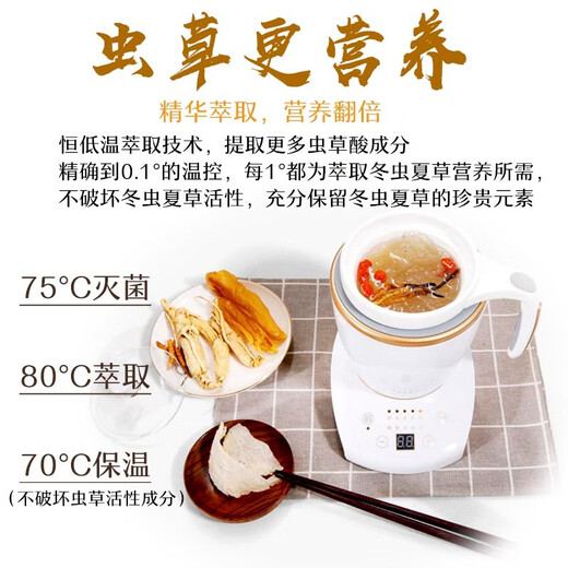 Jinhong bird's nest stew pot, special pot for stewing cordyceps, ceramic mini electric stew pot, cup, bottle, cordyceps steamer, travel high-end bird's nest machine artifact, one for 1-2 people, automatic, dazzling gold ceramic inner pot, 500ml + base 0.5L
