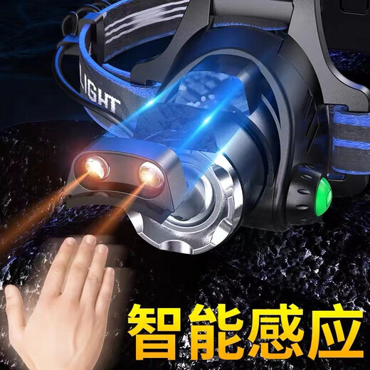 Scheinwerfer mit starker leichter und langer Akkulaufzeit 2024 neuer Bulle Super Bright Lading Head montiert Outdoor Zoom Langgeschwindigkeit Nachtfischen ohne Erkennungs 9900W Standby-Batterie innerhalb von 100 Stunden