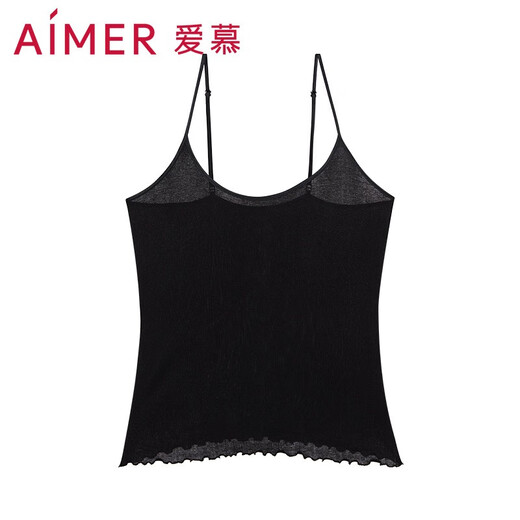爱慕【清货下架】打底女士背心桑蚕丝爱意棉绵舒适柔软修身细带打底 黑色 M (165)
