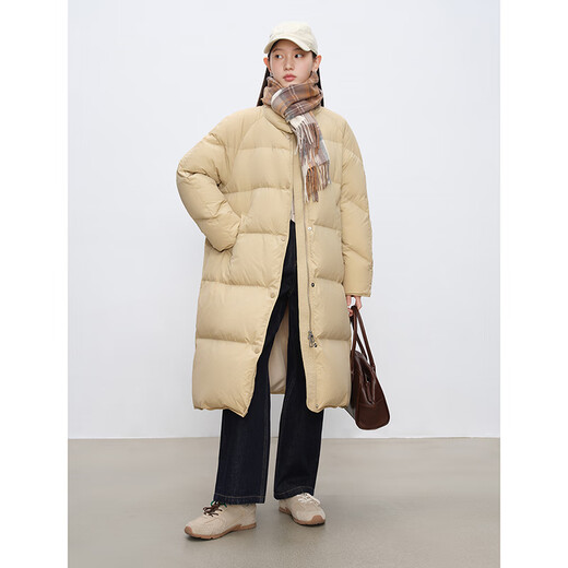 Selbstverträter kleiner koreanischer Ständerkragen mit mittlerer Länge Down-Jacke für Frauen im Winter 2024 Neue Temperament Casual Vielseitige Jacke Milk Tea Farbe xxs (1 Größe)
