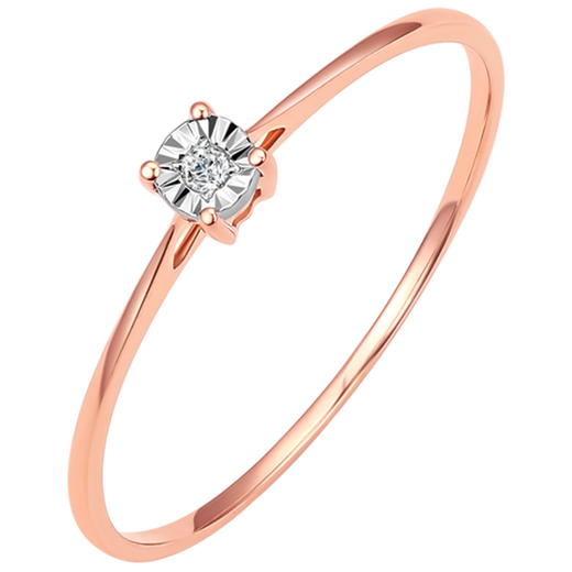 Saturday Fortune 18k gold met diamond ring for women, simple four-claw W0210378 No. 13, birthday gift, New Year gift