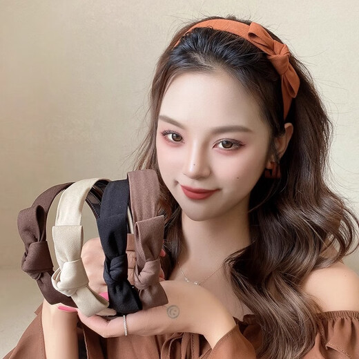 BARY REEF bow headband 2024 Internet celebrity new high-ceiling hair travel headband women's face wash hairpin with toothed anti-slip headwear black headband