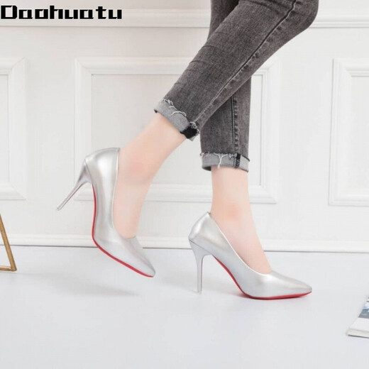 Daohuatu 45 large size men's shoes 20 autumn new pointed toe stiletto sexy women's high heels cross-dressing transvestite 43 beige 10cm 35