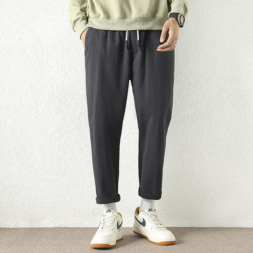 Jean-Vis Sommer neue Freizeithosen für Männer losen gerade 2025 neue konische neun-Punkte-Sommer-Komforthose 9904 Khaki Grey [Atmungsbares Baumwollhochqualität] s