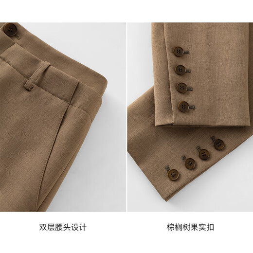 Fan Silan's design short small suit jacket for women's spring suit professional interview suit set 24FS11162 birch brown-skirt S