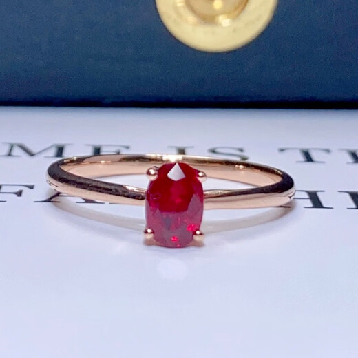 YIBA 0.8 carat natural pigeon blood red ruby ring colorful treasure 18K gold diamond ring for girlfriend birthday gift 0.8 carat size remarks (No. 9-20 ready stock)
